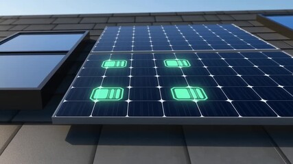 Solar panels on a roof, demonstrating renewable energy and sustainable living Stock Video