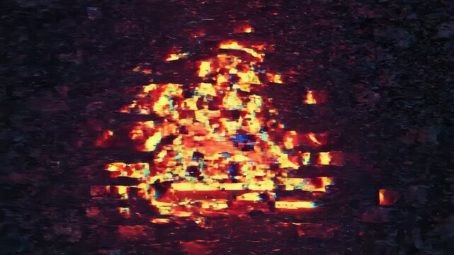 Digital Warning Sign Glitching With Chromatic Aberration