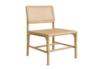 Fototapeta premium Rattan modern chair with wooden frame for minimalist and natural interior design on transparent background