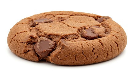 Fototapeta premium Chocolate chip cookie isolated on white background, a sweet treat for dessert