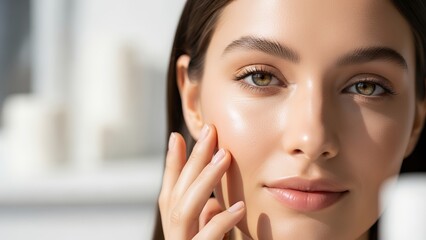 Close Up Young Woman Skin Care Natural Beauty Bright Skin Healthy Complexion