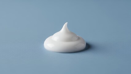 White Cream Swirl on Light Blue Background in Minimalist Style for Skincare or Beauty Products