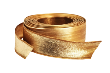 Golden ribbon isolated on white background and texture with clipping path