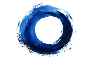 blue grunge brush strokes circle shape oil paint collection isolated on white background