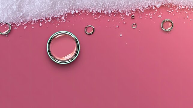 Bubbles and Sugar Crystals on Pink Surface