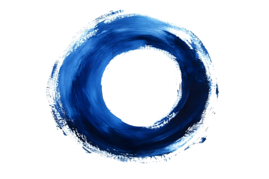 blue grunge brush strokes circle shape oil paint collection isolated on white background - Powered by Adobe