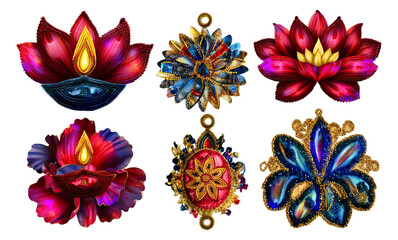Ornate Beaded Icons for Celebrations and Festive Ornamentation in Rich Colors