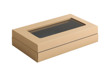 Cardboard Carry Box Packaging For Toy Electronics Gift Or Other Products With Window Illustration Isolated On White Background Mock Up Template Ready F