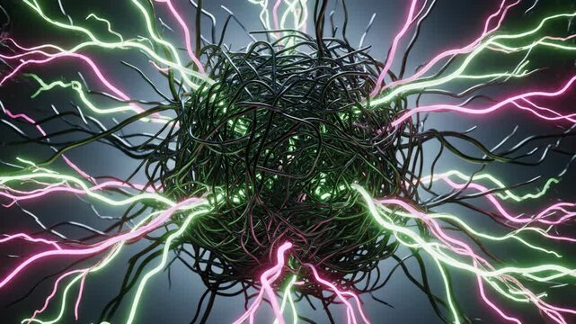 Abstract Visualization Tangled Wires Coalescing 4K