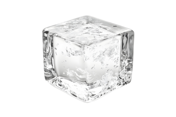 One crystal clear ice cube isolated on white