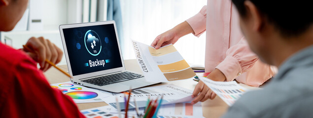 Backup Storage Data Internet Technology Business concept. Database storage cloud technology file data transfer sharing, cyber, big data information, internet banking application download upload brisk