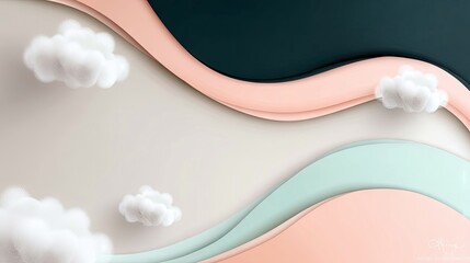 Clouds Floating Over Abstract Pastel Layers