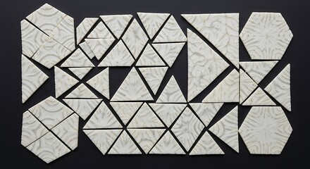 Geometric Puzzle Pieces - A Study in Shapes and Patterns.