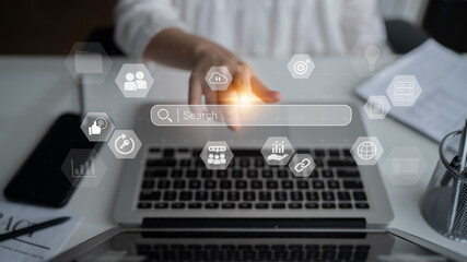 Search bar representing digital marketing, SEO analysis, and network data management Parse