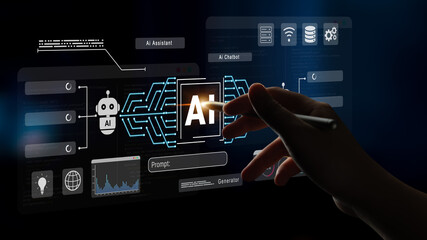 AI assistant and chatbot connection with digital circuit lines, representing data analysis, automation, and machine learning systems Parse
