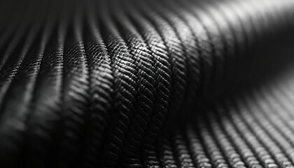 Dark woven carbon fiber material texture close up with detailed black surface. This strong lightweight composite has a sleek industrial pattern great for modern tech designs.