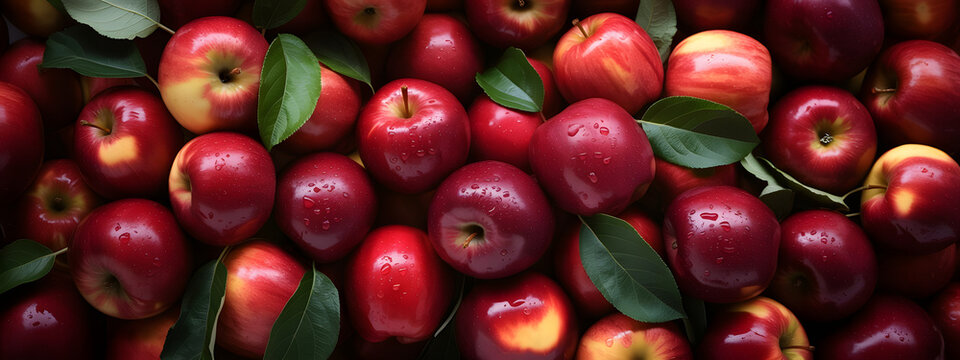 Pile of fresh red apples a vibrant and healthy fruit display perfect for food photography and promoting wellness