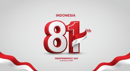 Indonesia's 81st Independence Day Celebration: 3D Render with Flag Elements
