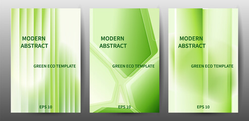 Modern Abstract Green Eco Cover Templates Collections. Sustainable Design Backgrounds with green wave and fluid