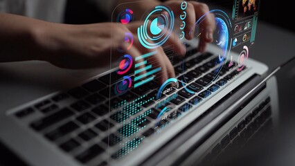High-tech global network connection interface showing worldwide digital communication, data exchange, and internet connectivity. Global connection, data interaction, and worldwide communication. Thunk