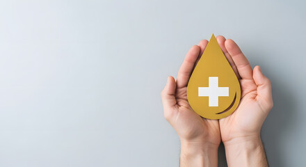 Holding drop of blood in the hands, donate plasma, world blood donor day, health care, transfusion, Leukaemia disease