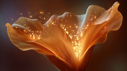 Enchanting Amber Flower with Luminescent Glow and Sparkling Effects