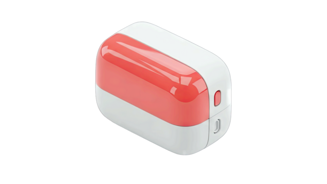 White and Coral Portable Charger Isolated on Transparent Background Studio Shot Minimalist Design Modern Electronic Device for Powering Gadgets Clean Product Photography