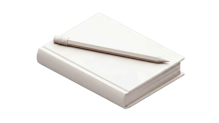White Book and Pencil Resting on a Transparent Background Ideal for Study and Writing Concepts