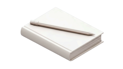 White Book and Pencil Resting on a Transparent Background Ideal for Study and Writing Concepts