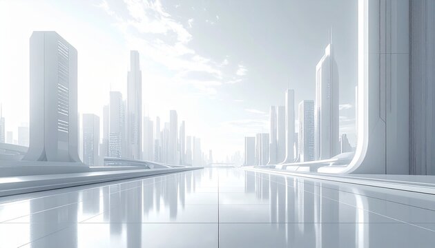 Minimal Futuristic Cityscape with Clean Geometry