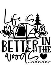 Life is Better in the Woods Illustration: An inviting outdoor scene, captured in an illustration, inspires feelings of adventure, and the joys of camping.