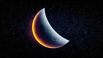 Crescent Moon Glowing in Space