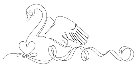 swan line art style vector.eps