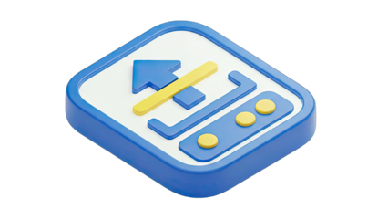 3D Icon Symbolizing Data Transfer Upload and Navigation with Arrows and Buttons on a Transparent Background