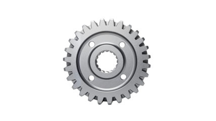 Metal cogwheel on transparent background in industrial design  