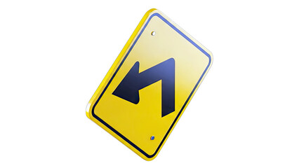 Yellow Diamond Shaped Road Sign with Black Double Left Turn Arrow Isolated on White Background Vector Illustration
