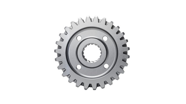Metal cogwheel on transparent background in industrial design  