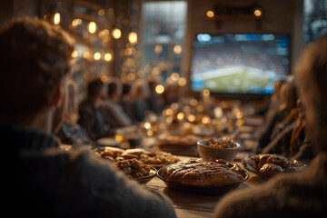 people watch football games on TV as part of their Thanksgiving tradition
