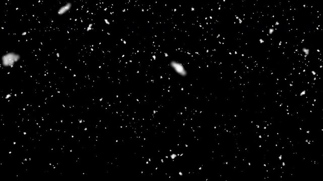 Falling winter snow, seamless loopable background footage. Embedded alpha channel