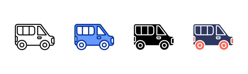 Van icon set multiple style collection
