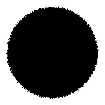 Black fluffy fur ball vector shape with rough fuzzy edges and grunge texture