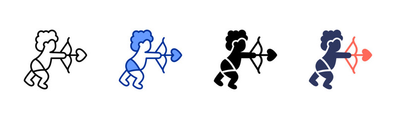 Cupid icon set multiple style collection