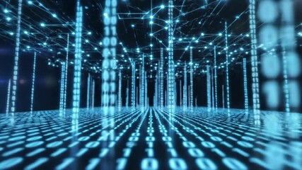 Digital data flow binary code network abstract background - Powered by Adobe