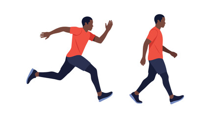 Black man demonstrating athletic movement on a clean white background for fitness and exercise illustrations