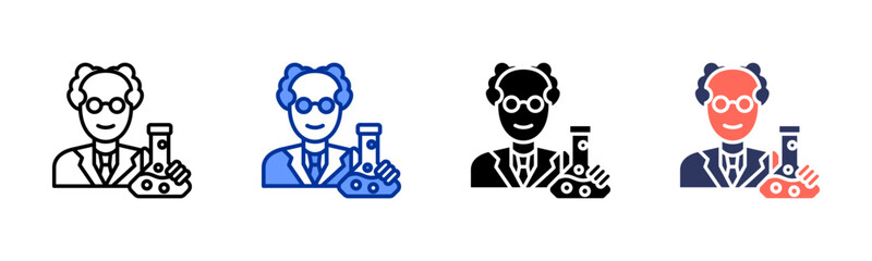 Naklejka premium Scientist icon set multiple style collection