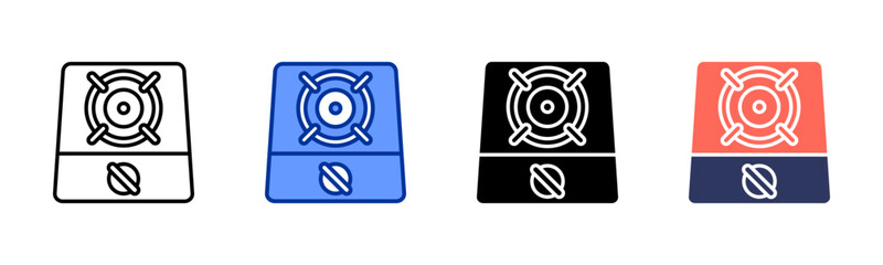 Stove icon set multiple style collection