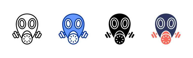 Gas Mask icon set multiple style collection