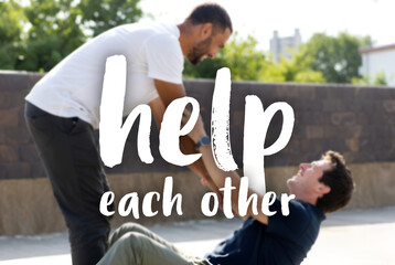 Help each other outdoor support action kindness unity empathy friendship teamwork compassion humanity resilience
