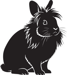 Sitting rabbit silhouette, clean vector graphic on white background