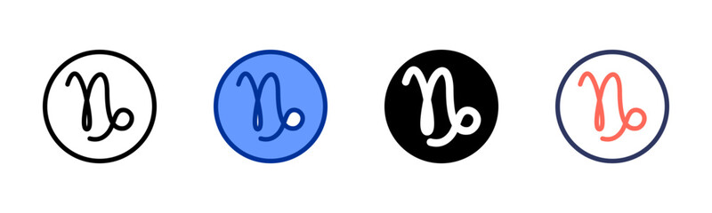 Capricorn icon set multiple style collection